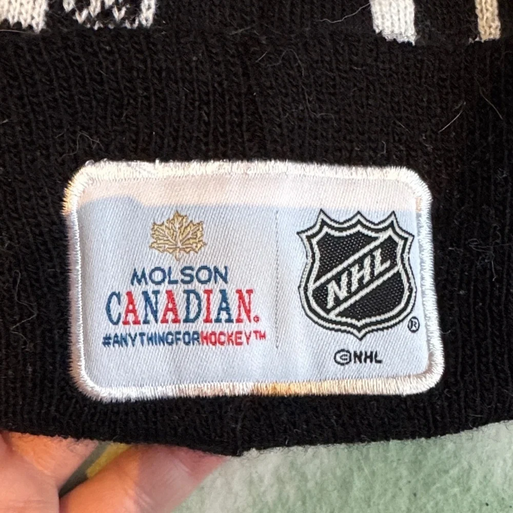 NHL Molson Canadian Black and White knit Pom-Pom Beanie
